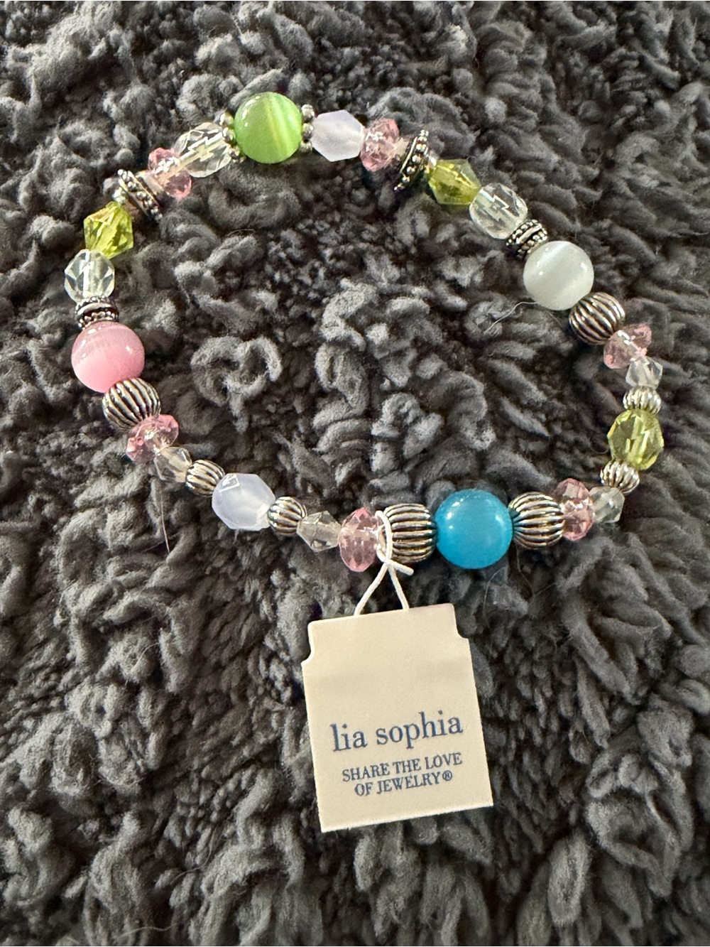 Lia Sophia Pastel Multicolor Beaded Stretch Bracelet